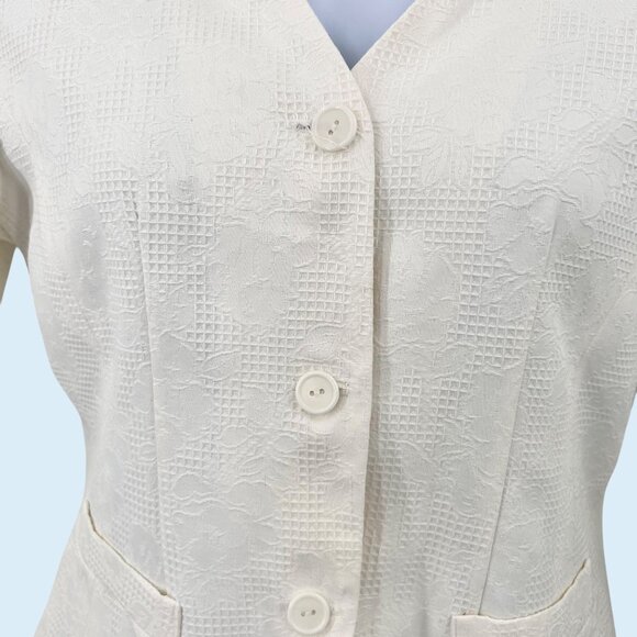 NWT VINTAGE NORTON MCNAUGHTON IVORY TEXTURED FLORAL PATTERN JACKET - 12 - Picture 2 of 6